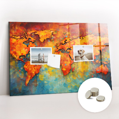 Quadro magnético de parede Mapa-múndi decorativo