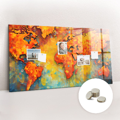 Quadro magnético de parede Mapa-múndi decorativo