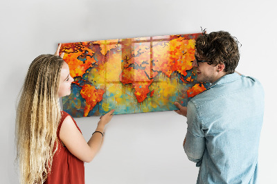 Quadro magnético de parede Mapa-múndi decorativo