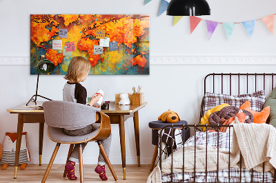 Quadro magnético de parede Mapa-múndi decorativo