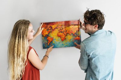 Quadro magnético de parede Mapa-múndi decorativo