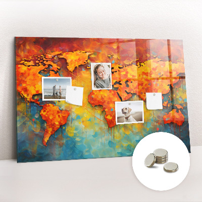Quadro magnético de parede Mapa-múndi decorativo