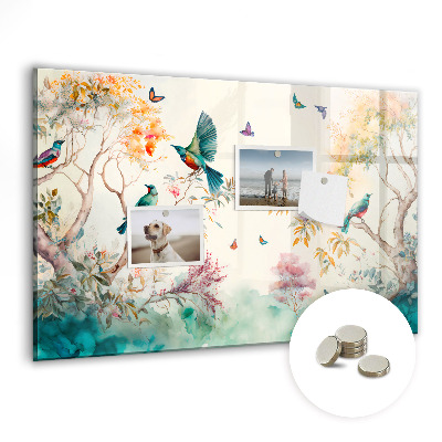 Quadro magnético decorativo Flores pássaros natureza