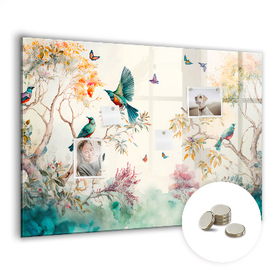 Quadro magnético decorativo Flores pássaros natureza