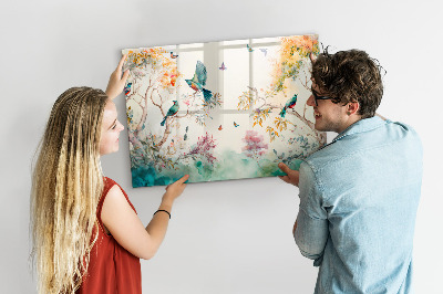 Quadro magnético decorativo Flores pássaros natureza