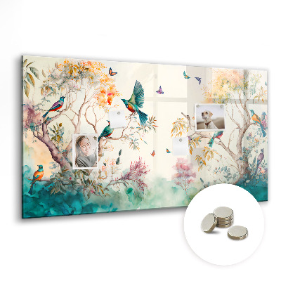 Quadro magnético decorativo Flores pássaros natureza