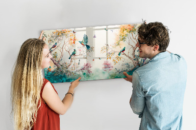 Quadro magnético decorativo Flores pássaros natureza