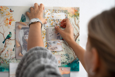 Quadro magnético decorativo Flores pássaros natureza