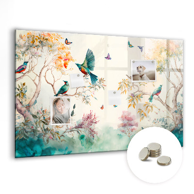 Quadro magnético decorativo Flores pássaros natureza