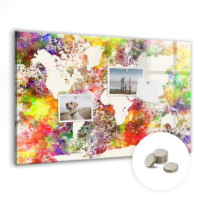 Painel magnético Mapa-múndi em aquarela
