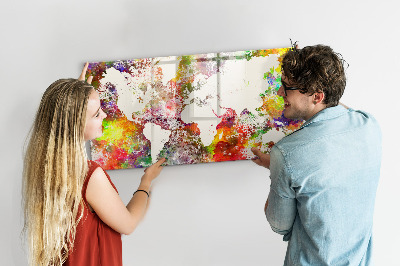Painel magnético Mapa-múndi em aquarela