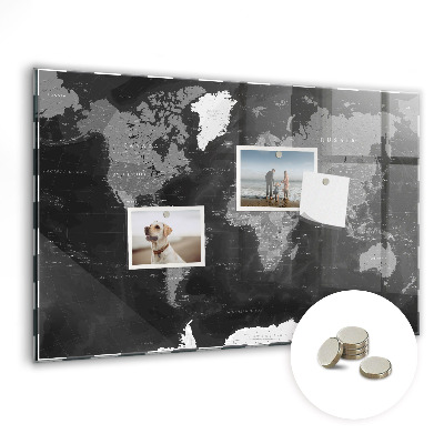 Quadro magnético decorativo Mapa preto do mundo