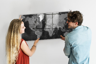 Quadro magnético decorativo Mapa preto do mundo