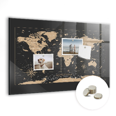 Quadro magnético decorativo Mapa-múndi vintage