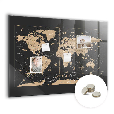 Quadro magnético decorativo Mapa-múndi vintage