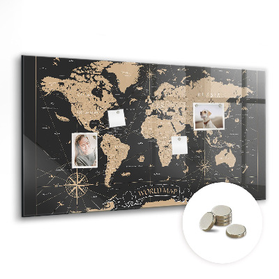 Quadro magnético decorativo Mapa-múndi vintage