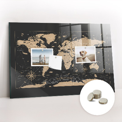 Quadro magnético decorativo Mapa-múndi vintage
