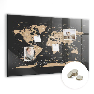 Quadro magnético decorativo Mapa-múndi vintage