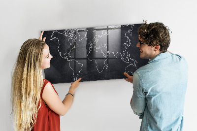 Quadro magnético de parede Esboço do mapa mundial