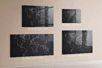 Quadro magnético de parede Esboço do mapa mundial