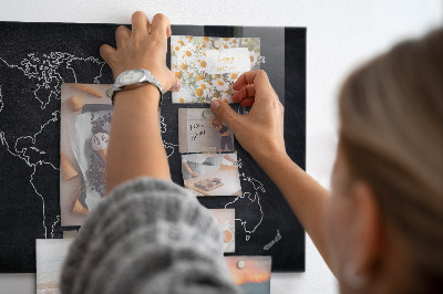 Quadro magnético de parede Esboço do mapa mundial