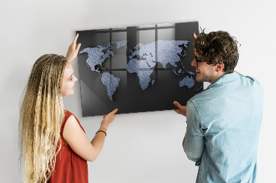 Quadro magnético de parede Mapa mundial 3D