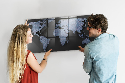 Quadro magnético de parede Mapa mundial 3D