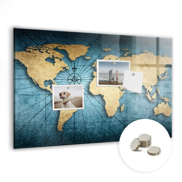 Quadro magnético decorativo Mapa mundial 3D