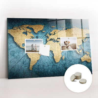 Quadro magnético decorativo Mapa mundial 3D