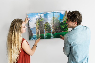 Quadro magnético decorativo Árvores do lago natureza