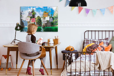 Quadro magnético decorativo Árvores do lago natureza