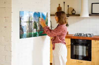 Quadro magnético decorativo Árvores do lago natureza