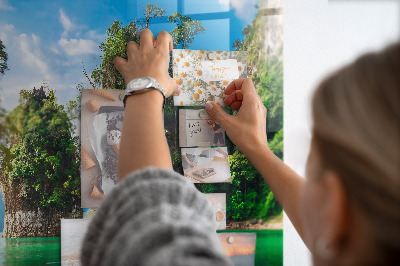 Quadro magnético decorativo Árvores do lago natureza