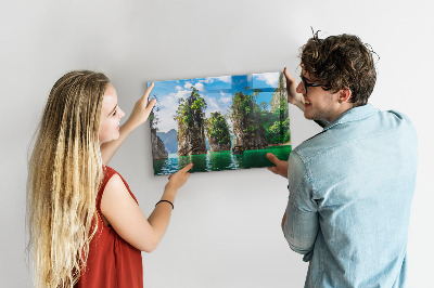 Quadro magnético decorativo Árvores do lago natureza