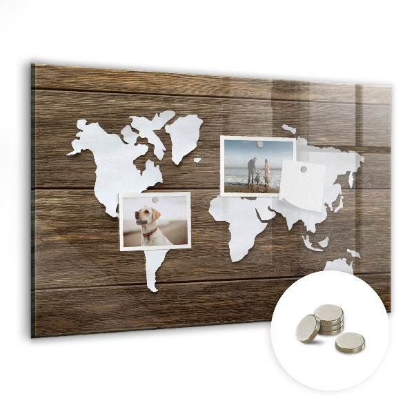 Quadro magnético decorativo Mapa-múndi em tabuleiros
