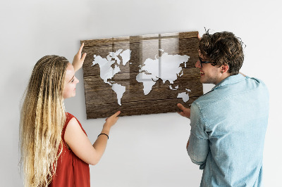 Quadro magnético decorativo Mapa-múndi em tabuleiros