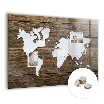 Quadro magnético decorativo Mapa-múndi em tabuleiros