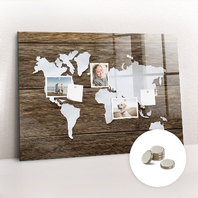 Quadro magnético decorativo Mapa-múndi em tabuleiros