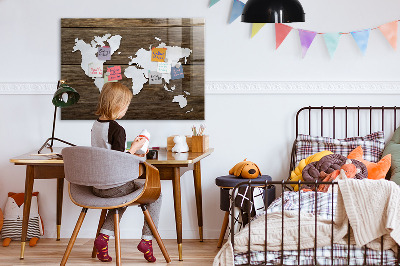 Quadro magnético decorativo Mapa-múndi em tabuleiros