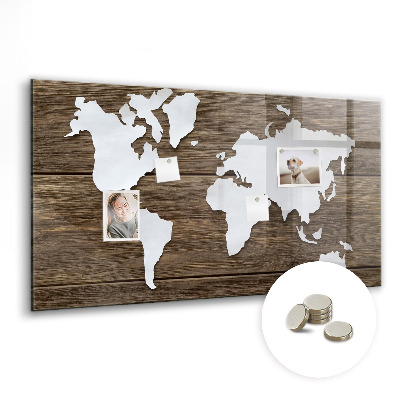 Quadro magnético decorativo Mapa-múndi em tabuleiros