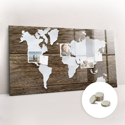 Quadro magnético decorativo Mapa-múndi em tabuleiros
