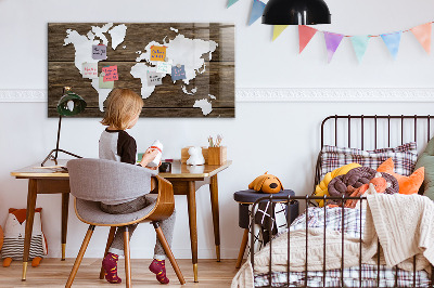 Quadro magnético decorativo Mapa-múndi em tabuleiros