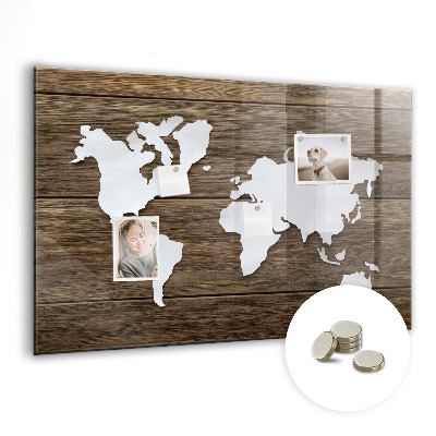 Quadro magnético decorativo Mapa-múndi em tabuleiros