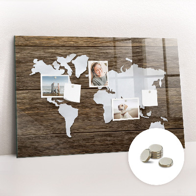 Quadro magnético decorativo Mapa-múndi em tabuleiros