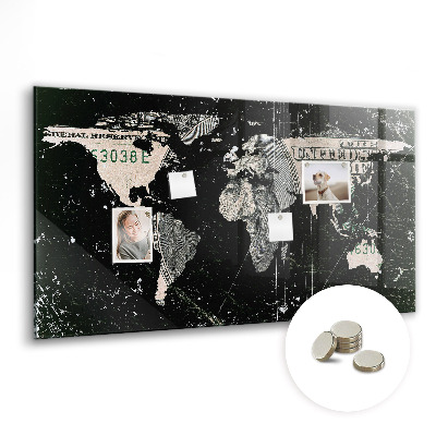 Quadro magnético de parede Mapa mundial do dólar