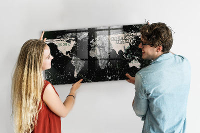 Quadro magnético de parede Mapa mundial do dólar