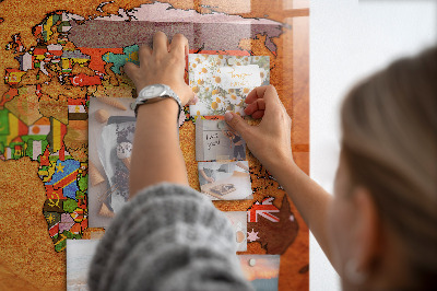 Quadro magnético decorativo Mapa-múndi com bandeiras