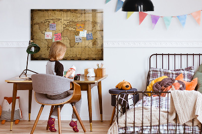 Quadro magnético de parede Mapa-múndi vintage