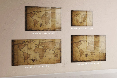 Quadro magnético de parede Mapa-múndi vintage