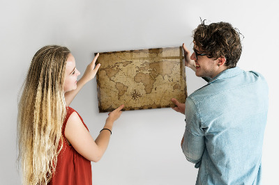 Quadro magnético de parede Mapa-múndi vintage